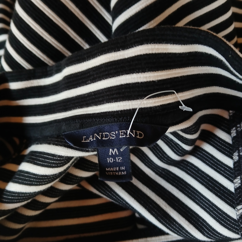 Lands' End Black Striped Raglan Sleeve Tunic Medium - Picture 9 of 10